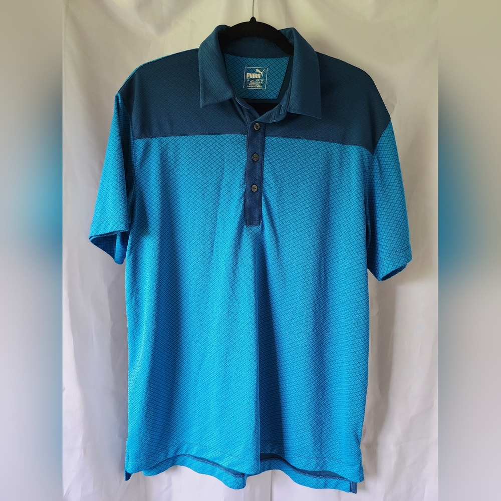 Puma Golf- Men's Size Large- Polo- Blue- Dry Cell- Like New